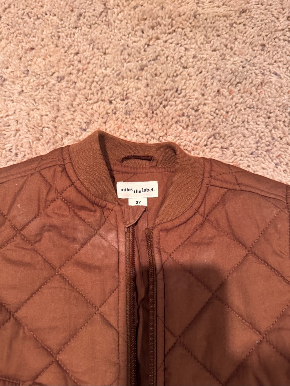 Miles the Label Quilted Bomber Jacket in Brown for Kids